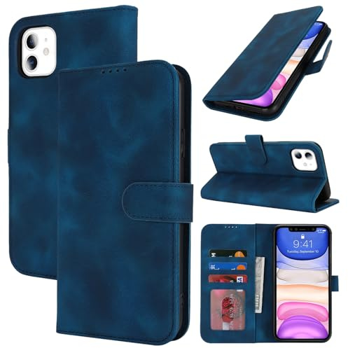 Zouzt Hülle für iPhone 11 (6,1), Premium PU Leder, Vintage Blau | Handyhülle mit Kartenfächern, Magnet Klapp Schutzhülle, Stoßfeste TPU-Innenhülle, Frauen Männer, Leather Wallet Phone Case