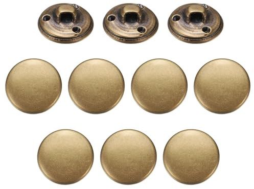 QUARKZMAN 10 stycken metallantik knopp 15 mm rund metall syknapp mässing skaft ersättningsknapp för män kvinnor kavaj kostym ullrock skjorta jacka byxor sömnad hantverk, brons