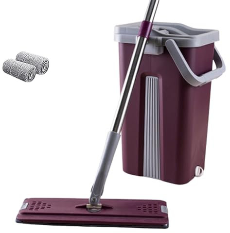 Mikrofaser-Wischmopp, 360° schwenkbarer Wischmopp für die Bodenreinigung, Premium-Flachwischer- und Eimer-Set, kompaktes und leichtes Reinigungssystem A,125 * 33 * 13cm