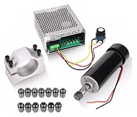 Kits de moteurs de broche CNC, 0.5kw refroidi par Air broche 500W moteur de broche ER11 mandrin CNC moteur de broche + pinces 52mm + régulateur de vitesse d'alimentation for la gravure Pour routeur CN