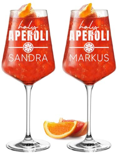 polar-effekt Aperol Lot de 2 verres à cocktail modernes 560 ml avec gravure – Cadeau d'anniversaire personnalisé – Verres à cocktail pour apéritifs – Passe au lave-vaisselle