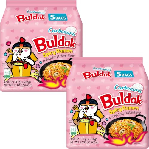 Buldak Noodles Carbonara Hot Chicken Flavor Ramen 10 Pack - Ramen Instant Noodles Excellent for Snack and Soups - Packed in EDE Group Box