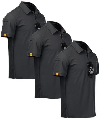 ZITY 3-Pack Men's Polo Shirt Short-Sleeved Lightweight Breathable Polo Shirt for Men Adult Summer Casual Sports Shirt Regular Fit Golf Tshirts