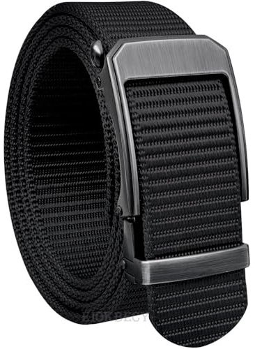 EIOKBECY Ceinture Homme Golf à Mécanisme Automatique, 3.5 cm Nylon Tactique sans Trou, Boucle Métal Coulissante Ajustable Taille Universelle