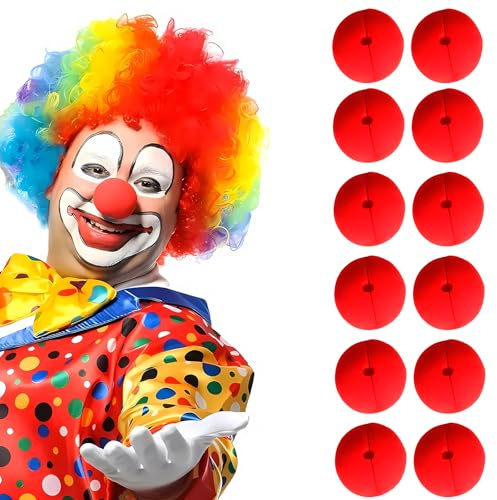 UZYXC 12 Stück Clownsnasen Rot, Cosplay Clown-Mädchen Nasen Kostüm aus Schaumstoff, Perfekt für Karnevalsschminke, Partys, Karneval und Fasching