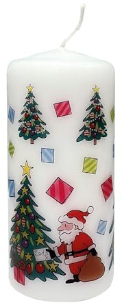 Alison Gardiner Christmas Trees Mini Pillar Candle – Unscented Wax Christmas Candle, 40hr Burn, Handmade in UK – Perfect for Adding Warmth to Table Displays & Seasonal Décor