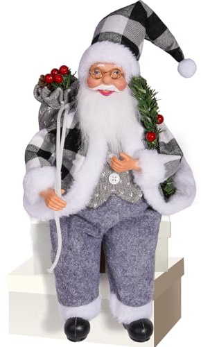 Tkidplw Figura de Papá Noel de alta calidad de 12 pulgadas para decoraciones de Navidad en interiores y exhibiciones de festivales, decoraciones de fiesta de Navidad