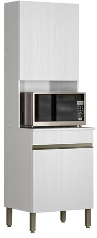 Colonne de Cuisine Micro-Onde Blanc 2 Portes 5 Niches L 60 H 193 P 53.5 cm