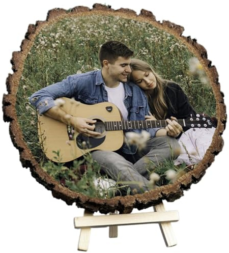Personalisiert Baumscheiben Individuelle Holzscheibe mit Foto & Textgravur - Wand- oder Tischbild selbst gestalten für Jahrestag, Geburtstag & Weihnachten