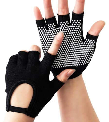 Genérico Guantes De Fitness Medio Dedo Algodón – Guantes De Yoga Transpirable | Antideslizantes Mujer, Gimnasio Entrenamiento Fuerza | Ergonómicos Mitones para Yoga, Gimnasio Y Pilates