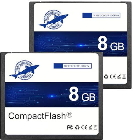 Dogfish Tarjeta de Memoria CompactFlash 8GB 2PACK 133X, CF Memory Card para Cámaras Antiguas DSLR, Alta Velocidad de Transferencia