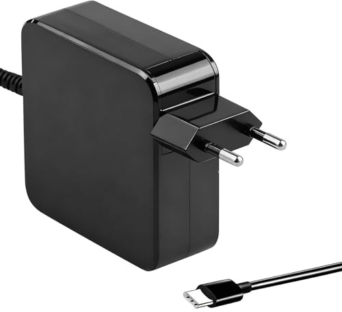65W Cargador USB C, Cargador Rápido PD Compatible con MacBook Pro/Air Samsung Google ASUS Lenovo ThinkPad Yoga Huawei MateBook HP Chromebook y Acer Chromebook Portátiles con Cable de 1,8 m