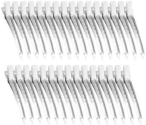 Zegnuem Metall Haarklammern in Silber, Unsichtbare Abteilklammern für Voluminöse Frisuren und Pony, Für Salon und DIY Haarstyling 30er Set Groß