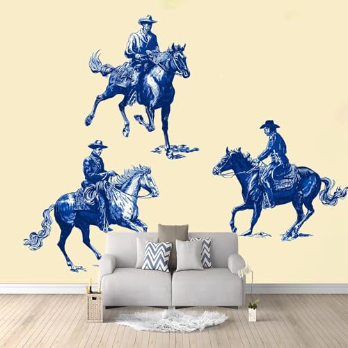 Fotomurales no tejido Caballero A Caballo 300x210 cm Papel Pintado Decoración de Pared Murales póster efecto 3D, Decorativos Murales para Dormitorio Salón TV Pared