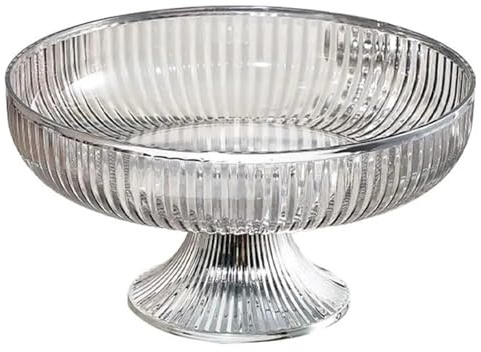 UALXPAO Saladier en cristal Panier à fruits for collations, bols avec base, bol de service, décoration comptoir, panier rond for table, cuisine(Silver)