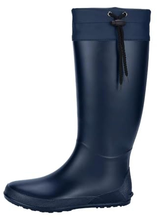 CYBSFKJ Damregnstövlar Utomhus Supervattentäta Gummi Trädgårdsstövlar Lerkängor Dam Halkfria Ultralätta Platta Gummistövlar(Navy blue,39)