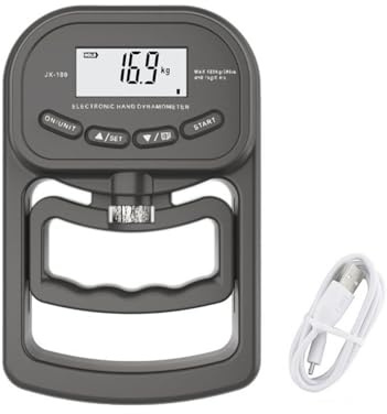 Tester elettronico della forza di presa del dinamometro a mano leggero con display LCD for la misurazione dell'impugnatura(Black)