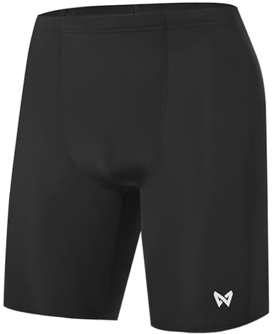 WISMBOX Men's Swim Jammers & Swimming Trunks, Quick Dry Fitted Swim Shorts with Drawstring for Training & Racing, UPF 50+ Black