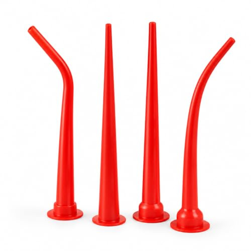 4 Piece Silicone Nozzles, Extra Long Sealant Nozzles for Tight Space Caulking, Flexible Silicone Tube Nozzles with Bendable Tips, Window and Wall Sealing Nozzle Set for Professional and DIY Use