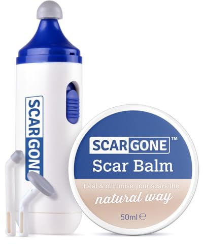 ScarGone Scar Treatment Set – Scar Massager & Removal Cream for Scars from Surgery, Acne, Burn and Insect Bites – Improves Texture & Mobility (Pack of 1)