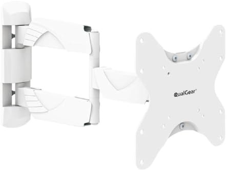 QualGear Premium Quality Contemporary Style Ultra Low Profile Full Motion Wall Mount for LED TV Upto 23-42-Inch - White