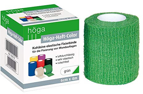 Höga-Haft-Color grün 6 cm x 4 m gedehnt, kohäsive (selbsthaftende) elastische Fixierbinde, 2er Pack (2 x 1 Stück)