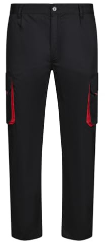 Velilla 103004 - Pantalon multipoches (taille 50) couleur noir et rouge