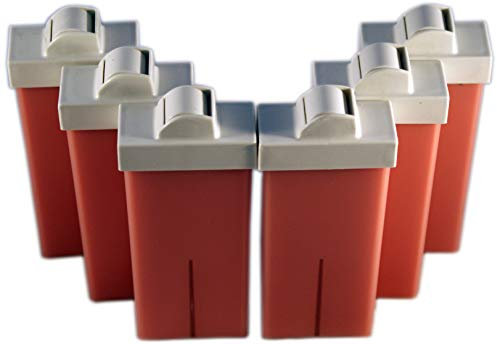 EPILWAX S.A.S - 6 Wachspatronen für Intimenthaarung 100 ml rose medium Rollkopf, Haarentfernung