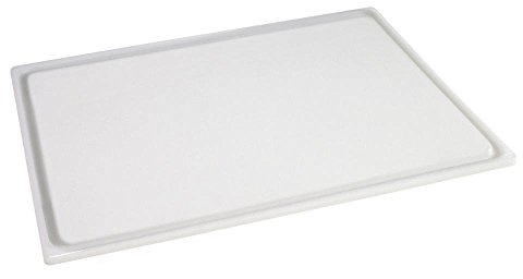 Louis Tellier - Planche à découper blanche, avec rigole - 50x30cm, 2cm | Code HACCP : produits laitiers, aliments cuits ; épaisseur 2cm, PE HD 500, préserve le fil ; lave-vaisselle, hygiène pro