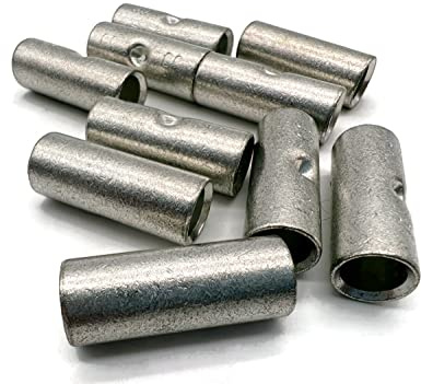 eXODA Stossverbinder 35mm² 10 Stk für Batteriekabel zum verpressen löten für 35mm² Kabel mit Kupferdrahtgeflecht Durchmesser 6,7mm Länge 33mm Material verzinnt