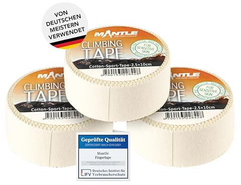 Mantle Fingertape 2,5cm x 10m Rollen in verschiedenen Packungsgrößen Klettern Bouldern Kampfsport Volleyball Handball Basketball Kraftsport Sporttape