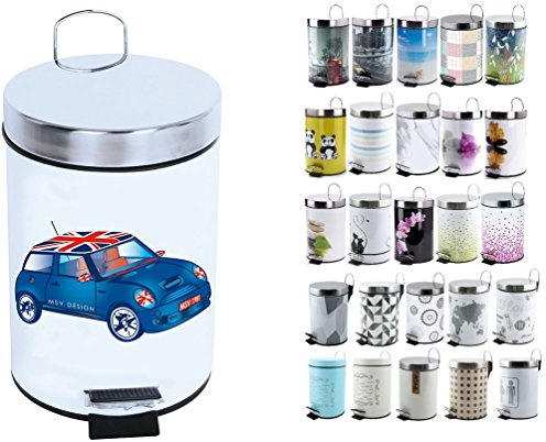 MSV Cubo DE Basura con Pedal 3L Blue XS Mini, Acero Inoxidable, Multicolor, 25.6x16.5x16.5 cm