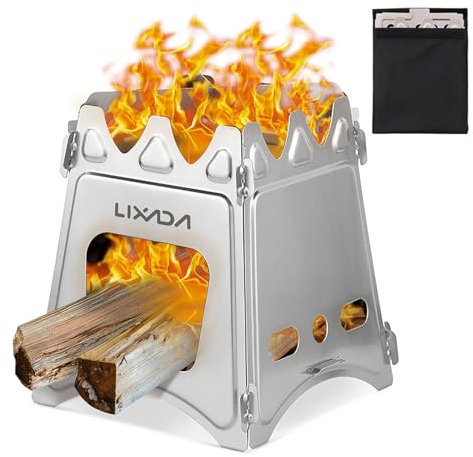 Lixada Campingkocher Holzofen Mini Holzvergaser Faltbar Tragbar Kompakt Hobo Kocher für Picknick BBQ Camping Wandern Reisen