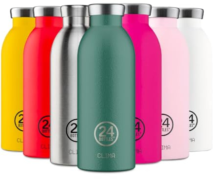 24Bottles Clima Bottle - Borraccia Termica 500 ml, Borraccia Acciaio Inox, Bottiglia Termica 100% Ermetica (24h Cold 12h Hot), Design Italiano, Borracce Termiche, Water Bottle Moss Green