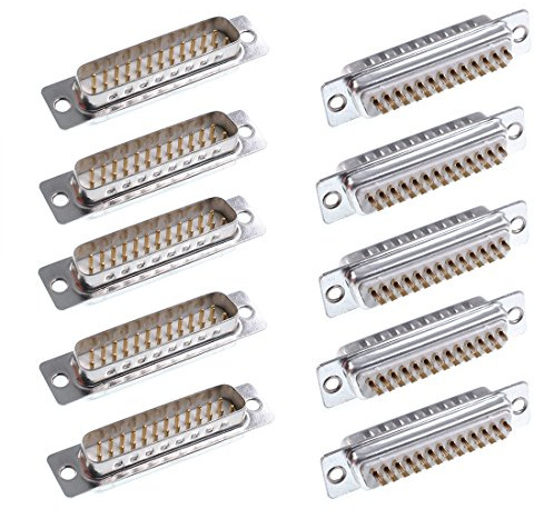 Oiyagai 10 Stück D-Sub DB25 Stecker 25-polig, RS232 mit Lötanschluss (Lötbecher), Metallgehäuse, Anschluss für DIY Reparatur Industrie