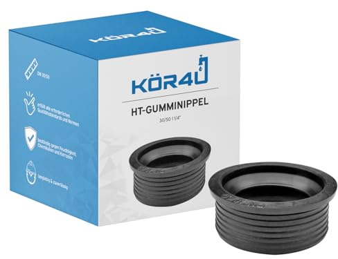kör4u Siphon Spültisch Waschtisch Dichtung, 50x32mm, schwarz, Manschette, Gummimanschette, Gumminippel für Abflussrohr