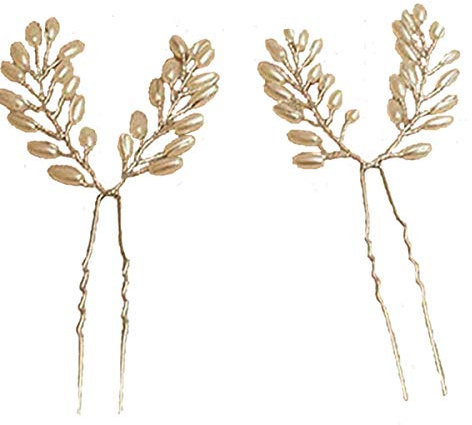 Damen Haarschmuck Accessoires Diadem 2 St. Haargesteck Haarnadeln Perlen Hochzeit Strass Tiara Diadem gold/silber (silber (2 St.))