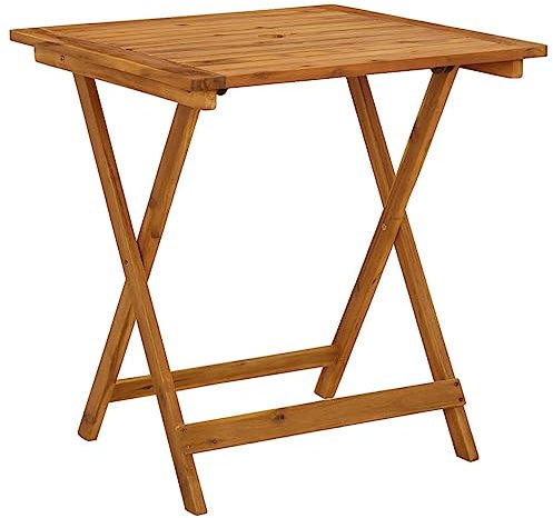 vidaXL Tavolo da Giardino Pieghevole con Foro Ombrellone Rustico Robusto Tavolino Arredi per Esterni 70x70x75 cm Naturale Legno Massello d'Acacia