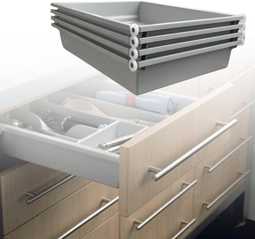 INDAUX Paquete de 4 cajones de plástico ABS – Lavable 100% – Multiuso