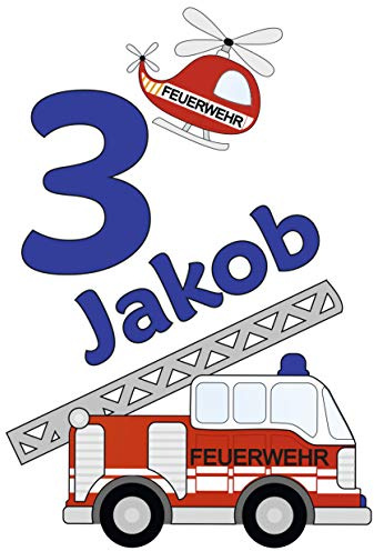 MissRompy Geburtstag DTF Bügelbild Feuerwehr (878) für dunkle und helle Stoffe Zahl groß Aufbügler Alter Bügelbilder Applikation Aufbügelbild