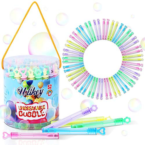 Ulikey 52 Stück Kinder Seifenblasen Stäbe Spielzeug, Wedding Bubbles Bubble Geschenke Hochzeit Party Seifenblasen Set für Garten Mitgebsel Kindergeburtstag Karneval
