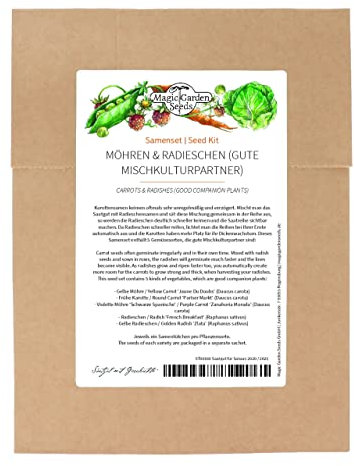 Carota e ravanello - Set di semi con 5 varietà di piante adatte alla coltivazione mista