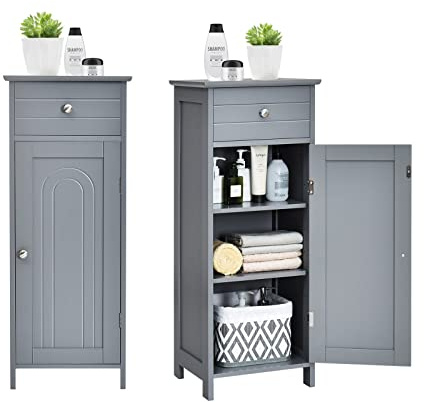 GIANTEX Badezimmerschrank mit Schublade und 3 Einlegeböden