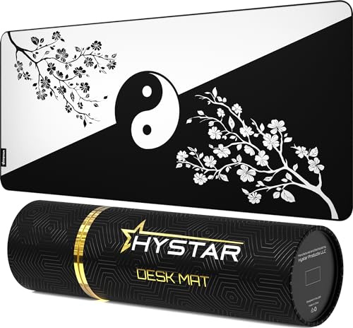 Hystar® Extended Gaming Mouse Pad | XXL 36 x 16 | 5mm Thick, Waterproof Surface, Smooth Polyester Fabric, and Natural Rubber Base | Yin Yang
