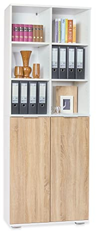 Bücherschrank Aktenschrank mit 2 Türen Ordnerschrank B 80,2 cm x H 214,7 cm x T 35 cm Büromöbel Hochschrank - Büroschrank