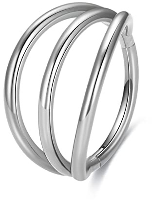 G23 Anelli nasali in titanio per pelle sensibile, 16G Septum Clicker Anello nasale, Anello nasale Teardrop Double Triple 6mm 8mm 10mm 12mm, Titanio