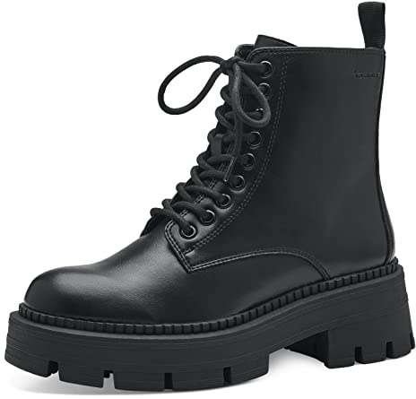 Tamaris Damen Combat Boots, Frauen Stiefeletten,TOUCHit-Fußbett,Stiefel,Bootee,Booties,halbstiefel,Kurzstiefel,Black Uni,42 EU