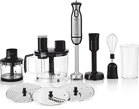 Batidora De Mano HAEGER Extreme Set - 1000W, Función Turbo, Cuchilla en Titanio, Pie de Acero Inoxidable, Picadora de Alimentos