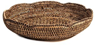 H&H Korb aus Rattan, rund, 30 x 6 cm