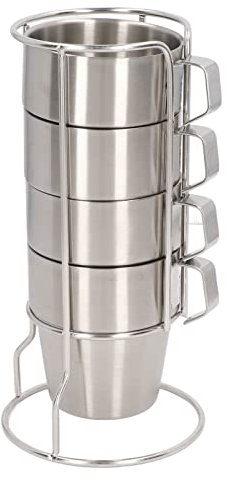Ensemble de 4 tasses à café empilables, tasse de camping en acier inoxydable avec support pour café, thé, cacao, lait